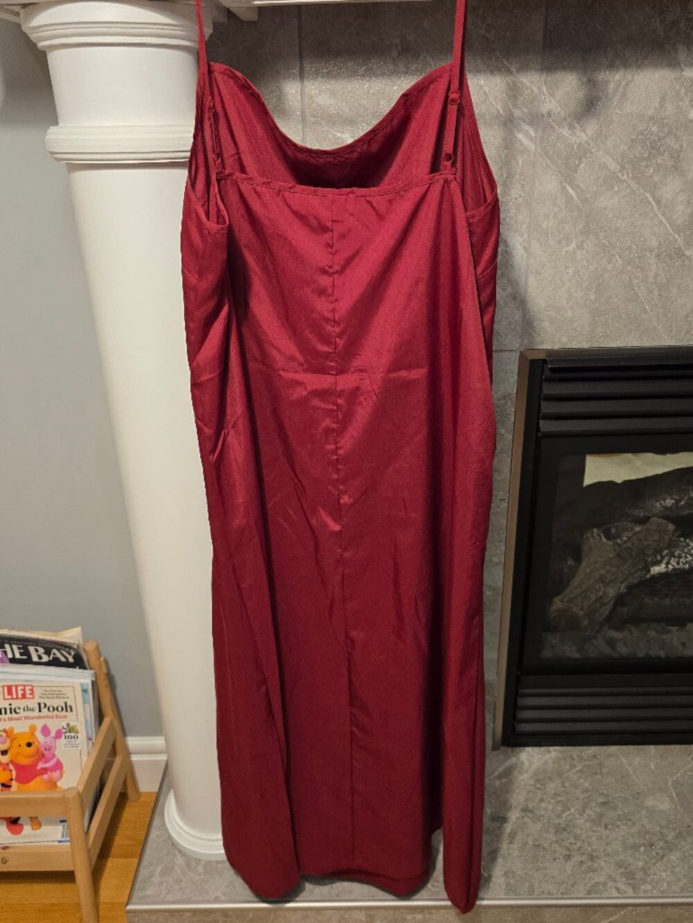 Giffniseti Wine Red Satin Slip Dress - Size XL